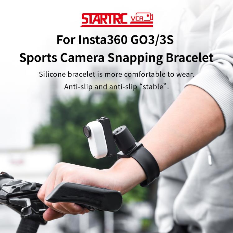 For Insta360 GO 3S / GO 3 STARTRC Silicone Wristband Snap Ring Quick Release Fixed Adapter Mount (Black) - Case & Bags by STARTRC | Online Shopping UK | buy2fix