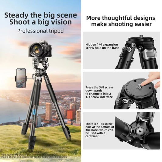 BEXIN RK294 Portable Collapsible Aluminum Alloy Camera Tripod (Black) - Tripods by BEXIN | Online Shopping UK | buy2fix