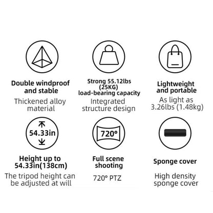 BEXIN RK294 Portable Collapsible Aluminum Alloy Camera Tripod (Black) - Tripods by BEXIN | Online Shopping UK | buy2fix