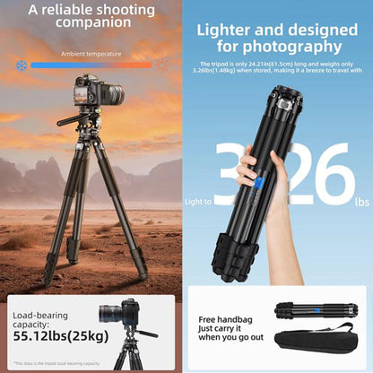 BEXIN RK294 Portable Collapsible Aluminum Alloy Camera Tripod (Black) - Tripods by BEXIN | Online Shopping UK | buy2fix