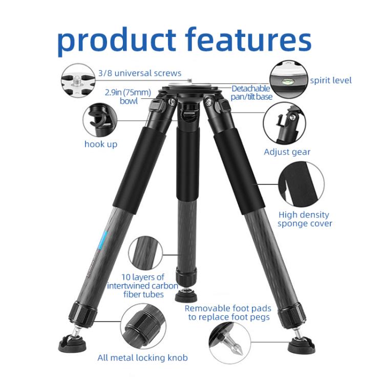 BEXIN ST402C Portable Collapsible Carbon Fiber Camera Tripod (Black) - Tripods by BEXIN | Online Shopping UK | buy2fix