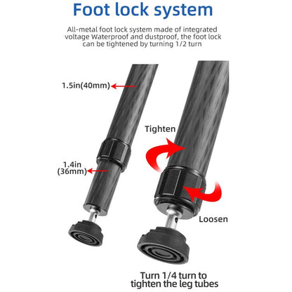 BEXIN ST402C Portable Collapsible Carbon Fiber Camera Tripod (Black) - Tripods by BEXIN | Online Shopping UK | buy2fix