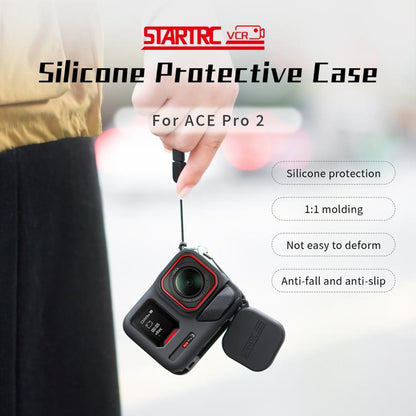 For Insta360 Ace Pro 2 STARTRC Body Silicone Case with Lens Cap & Lanyard (Black) - Case & Bags by STARTRC | Online Shopping UK | buy2fix