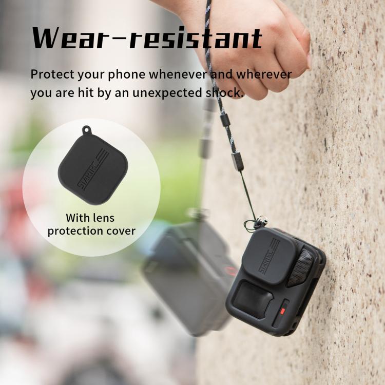 For Insta360 Ace Pro 2 STARTRC Body Silicone Case with Lens Cap & Lanyard (Black) - Case & Bags by STARTRC | Online Shopping UK | buy2fix