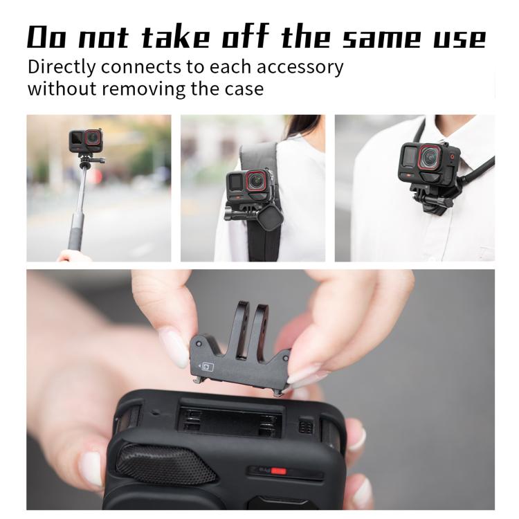 For Insta360 Ace Pro 2 STARTRC Body Silicone Case with Lens Cap & Lanyard (Black) - Case & Bags by STARTRC | Online Shopping UK | buy2fix