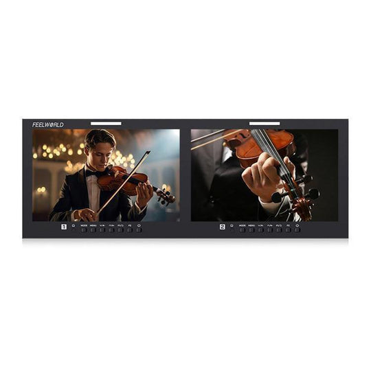 FEELWORLD D101 PLUS Dual 10.1 inch 4RU Rackmount Monitor 4K HDMI SDI 1920 x 1200 IPS Monitor (US Plug)