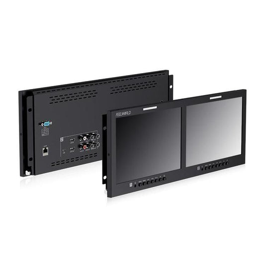 FEELWORLD D101 PLUS Dual 10.1 inch 4RU Rackmount Monitor 4K HDMI SDI 1920 x 1200 IPS Monitor (US Plug) - On-camera Monitors by FEELWORLD | Online Shopping UK | buy2fix