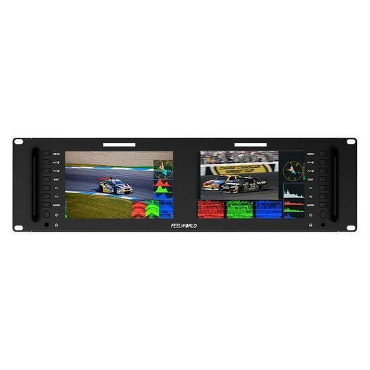 FEELWORLD D71 PLUS Dual 7 inch 3RU Rackmount Monitor 4K HDMI SDI 1920 x 1200 IPS Monitor (US Plug)