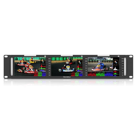 FEELWORLD T51 PLUS Triple 5.5 inch 2RU Rackmount Monitor Full HD 3G-SDI 4KHDMI AV Monitor (US Plug)