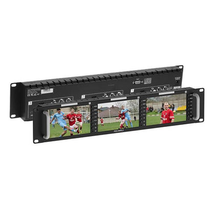 FEELWORLD T51 PLUS Triple 5.5 inch 2RU Rackmount Monitor Full HD 3G-SDI 4KHDMI AV Monitor (UK Plug) - On-camera Monitors by FEELWORLD | Online Shopping UK | buy2fix