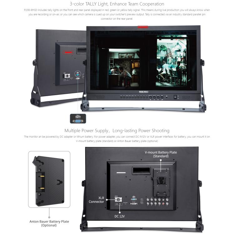 SEETEC P238-9HSD 23.8 inch 3G-SDI 4K HDMI Pro Broadcast LCD Monitor IPS Full HD 1920x1080 Monitor (US Plug) - On-camera Monitors by SEETEC | Online Shopping UK | buy2fix