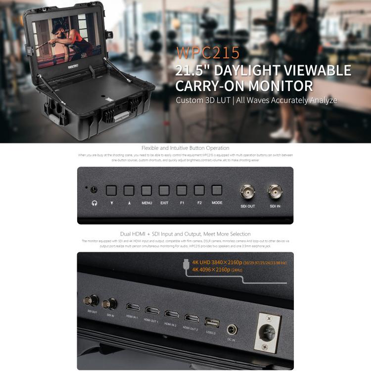 SEETEC WPC215 21.5 inch 1000nit High Bright Portable Carry-on Director Monitor Full HD 1920x1080 Monitor (EU Plug) - On-camera Monitors by SEETEC | Online Shopping UK | buy2fix