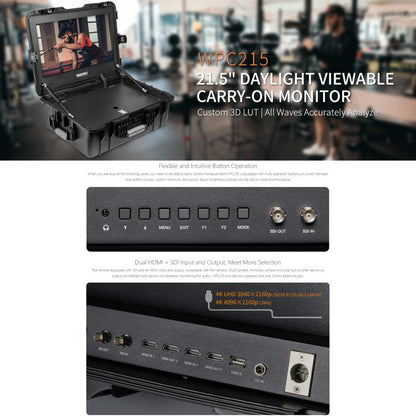 SEETEC WPC215 21.5 inch 1000nit High Bright Portable Carry-on Director Monitor Full HD 1920x1080 Monitor (EU Plug) - On-camera Monitors by SEETEC | Online Shopping UK | buy2fix