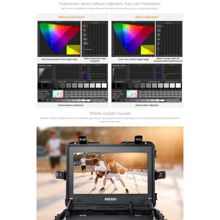 SEETEC WPC215 21.5 inch 1000nit High Bright Portable Carry-on Director Monitor Full HD 1920x1080 Monitor (UK Plug) - On-camera Monitors by SEETEC | Online Shopping UK | buy2fix