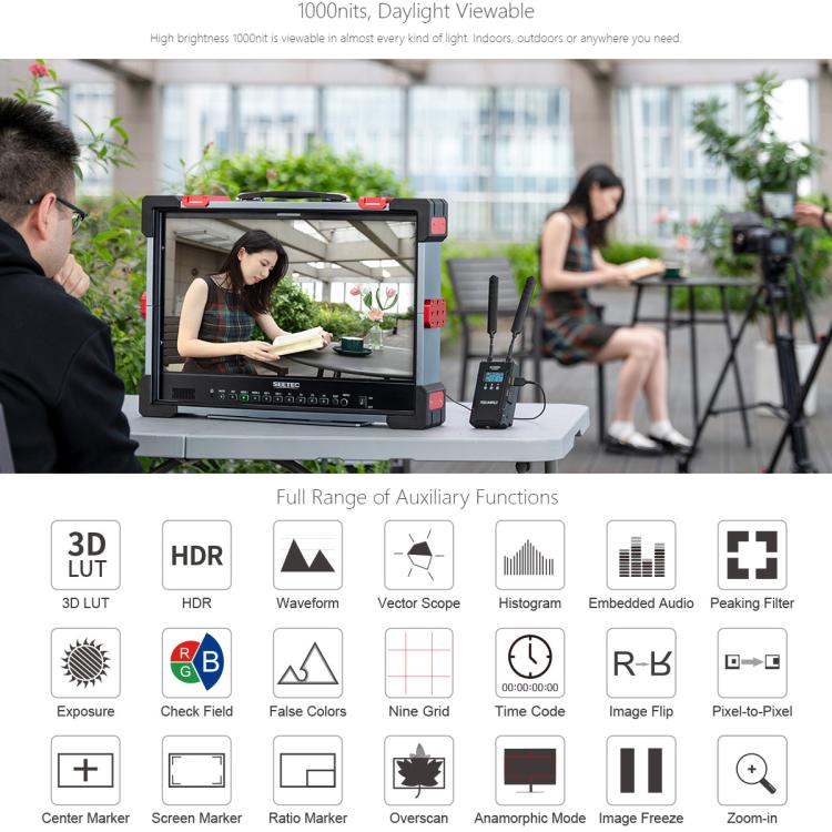 SEETEC P215 PRO-CO 21.5 inch 1000nit High Bright Portable Protective Broadcast Monitor Full HD 1920x1080 Monitor (EU Plug) - On-camera Monitors by SEETEC | Online Shopping UK | buy2fix