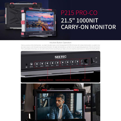SEETEC P215 PRO-CO 21.5 inch 1000nit High Bright Portable Protective Broadcast Monitor Full HD 1920x1080 Monitor (EU Plug) - On-camera Monitors by SEETEC | Online Shopping UK | buy2fix