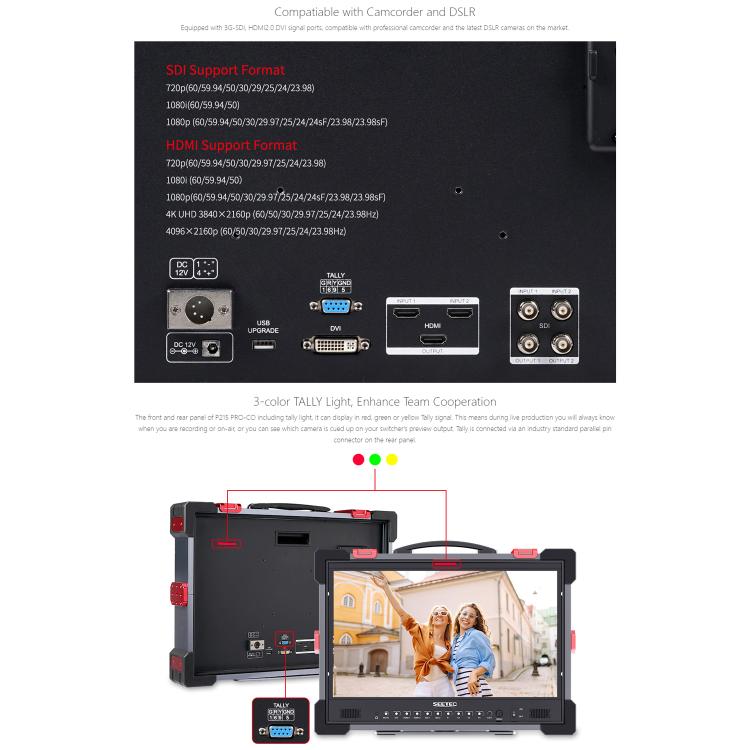 SEETEC P215 PRO-CO 21.5 inch 1000nit High Bright Portable Protective Broadcast Monitor Full HD 1920x1080 Monitor (UK Plug) - On-camera Monitors by SEETEC | Online Shopping UK | buy2fix