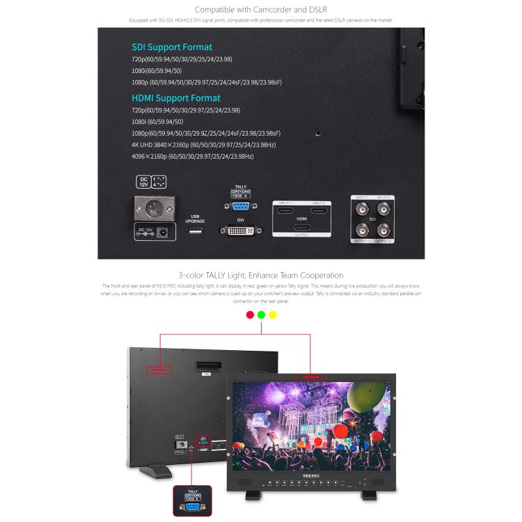 SEETEC P215 PRO 21.5 inch 1000nit High Bright Broadcast Monitor Full HD 1920x1080 Monitor (US Plug) - On-camera Monitors by SEETEC | Online Shopping UK | buy2fix