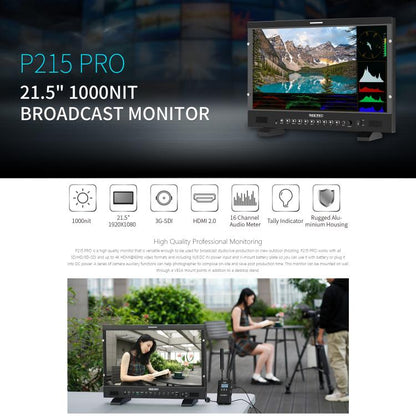 SEETEC P215 PRO 21.5 inch 1000nit High Bright Broadcast Monitor Full HD 1920x1080 Monitor (UK Plug) - On-camera Monitors by SEETEC | Online Shopping UK | buy2fix