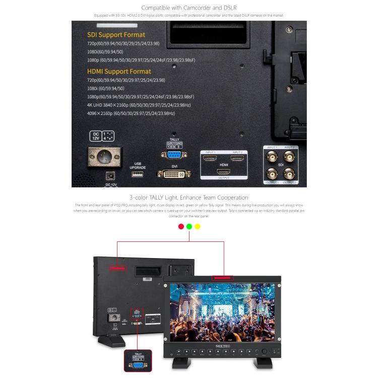 SEETEC P133 PRO 13.3 inch 1000nit High Bright Broadcast Monitor Full HD 1920x1080 Monitor (EU Plug) - On-camera Monitors by SEETEC | Online Shopping UK | buy2fix