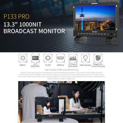 SEETEC P133 PRO 13.3 inch 1000nit High Bright Broadcast Monitor Full HD 1920x1080 Monitor (EU Plug) - On-camera Monitors by SEETEC | Online Shopping UK | buy2fix