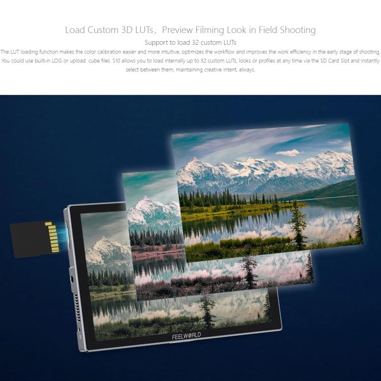 FEELWORLD S10 10.1 inch 12G SDI HDMI2.0 Camera Field Monitor High Brightness 1200nit Touchscreen Monitor (Black) - On-camera Monitors by FEELWORLD | Online Shopping UK | buy2fix