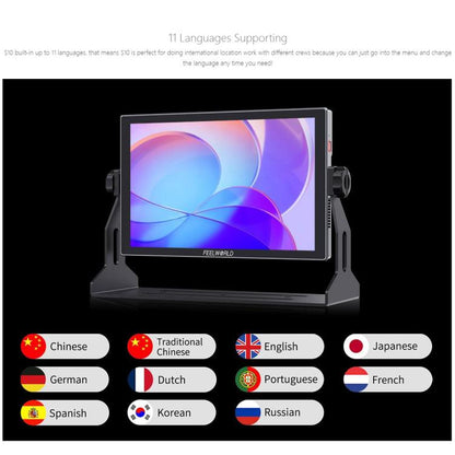 FEELWORLD S10 10.1 inch 12G SDI HDMI2.0 Camera Field Monitor High Brightness 1200nit Touchscreen Monitor (Black) - On-camera Monitors by FEELWORLD | Online Shopping UK | buy2fix