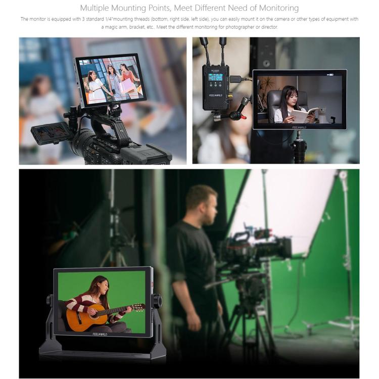 FEELWORLD S10 10.1 inch 12G SDI HDMI2.0 Camera Field Monitor High Brightness 1200nit Touchscreen Monitor (Black) - On-camera Monitors by FEELWORLD | Online Shopping UK | buy2fix