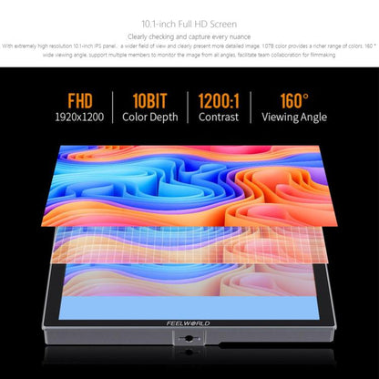 FEELWORLD S10 10.1 inch 12G SDI HDMI2.0 Camera Field Monitor High Brightness 1200nit Touchscreen Monitor (Black) - On-camera Monitors by FEELWORLD | Online Shopping UK | buy2fix