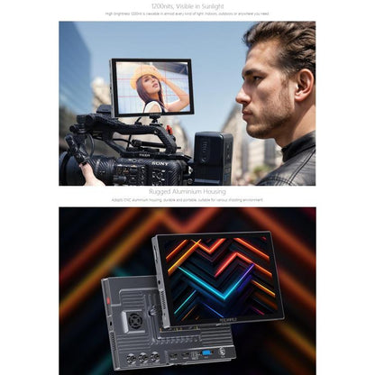 FEELWORLD S10 10.1 inch 12G SDI HDMI2.0 Camera Field Monitor High Brightness 1200nit Touchscreen Monitor (Black) - On-camera Monitors by FEELWORLD | Online Shopping UK | buy2fix