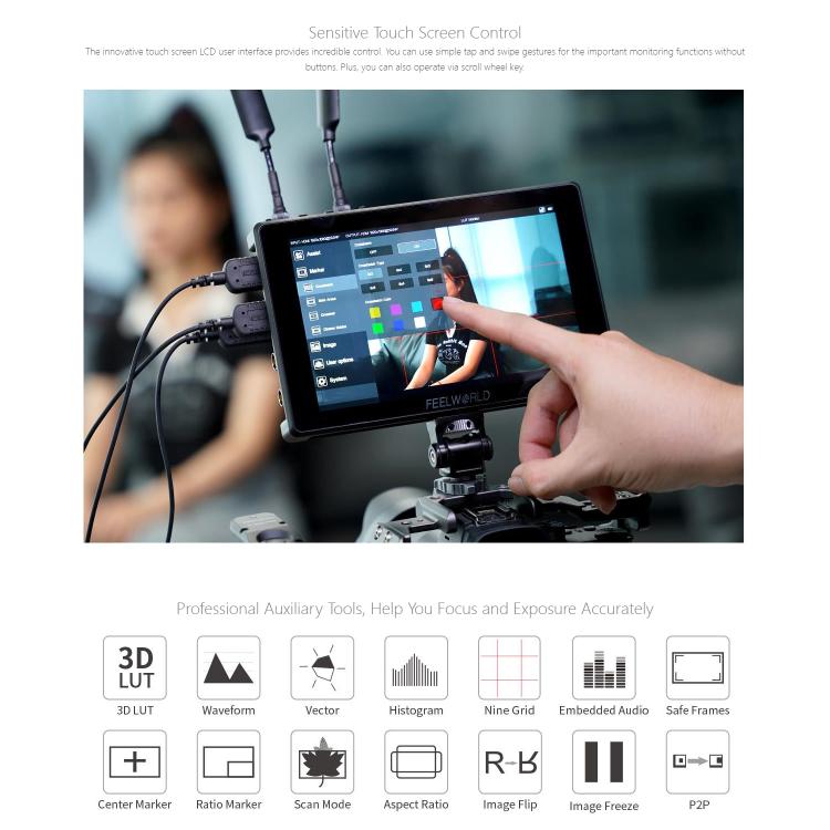 FEELWORLD SH7 7 inch Ultra Bright 2200nit On-camera Monitor SDI HDMI Cross Conversion Monitor (Black) - On-camera Monitors by FEELWORLD | Online Shopping UK | buy2fix