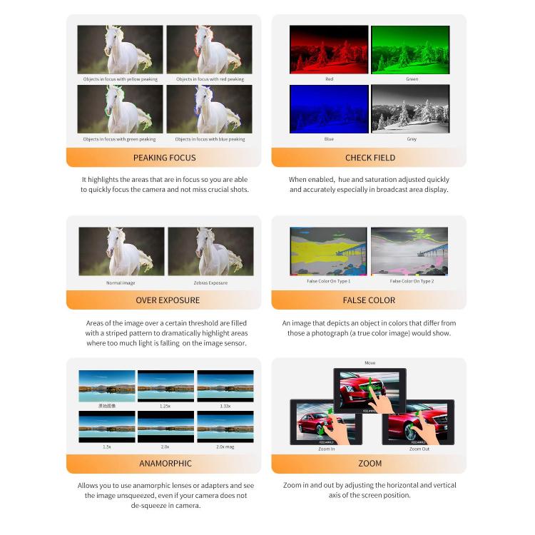 FEELWORLD SH7 7 inch Ultra Bright 2200nit On-camera Monitor SDI HDMI Cross Conversion Monitor (Black) - On-camera Monitors by FEELWORLD | Online Shopping UK | buy2fix