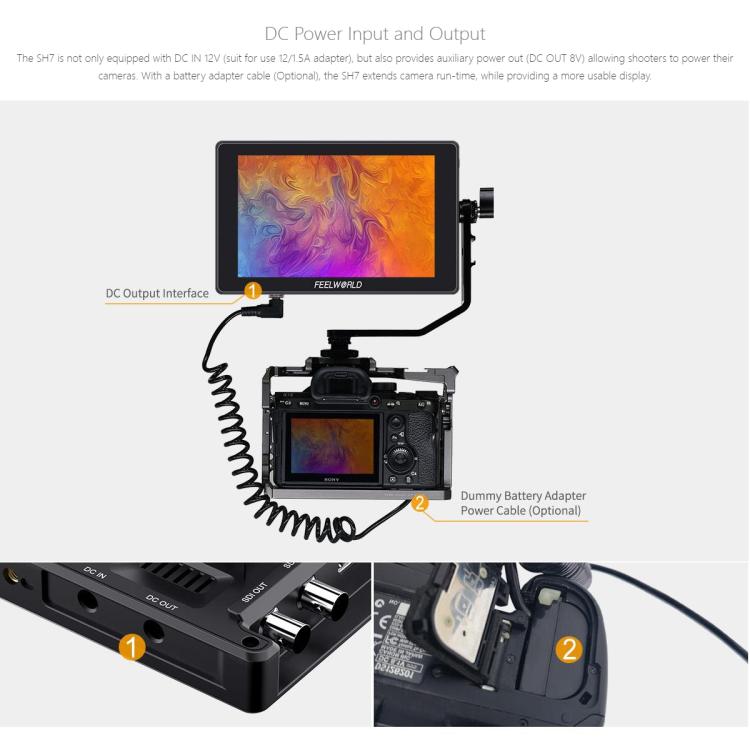 FEELWORLD SH7 7 inch Ultra Bright 2200nit On-camera Monitor SDI HDMI Cross Conversion Monitor (Black) - On-camera Monitors by FEELWORLD | Online Shopping UK | buy2fix