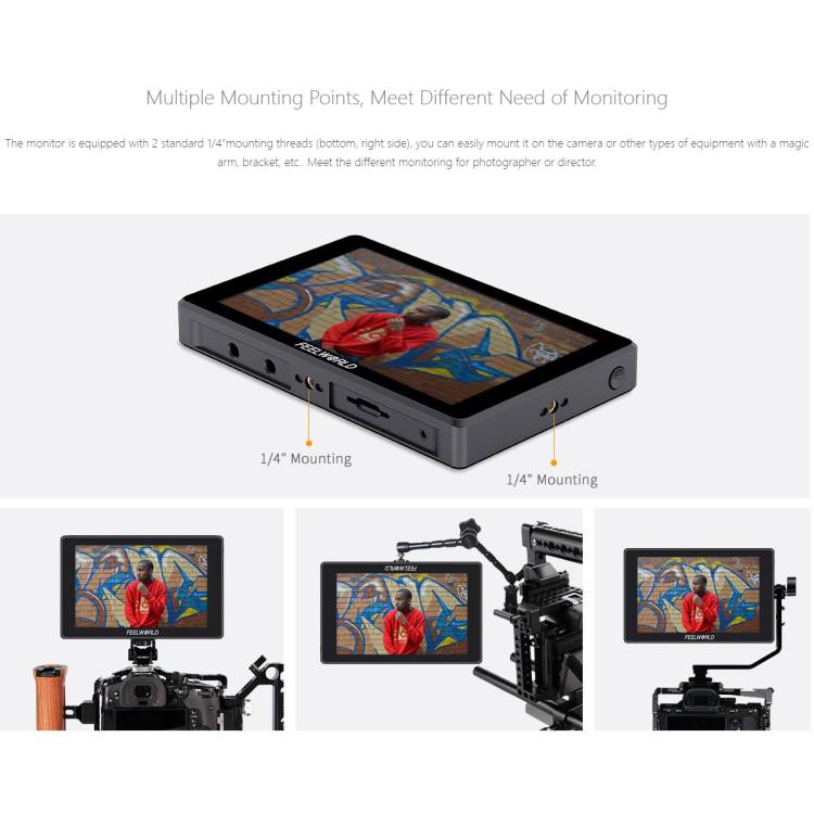 FEELWORLD SH7 7 inch Ultra Bright 2200nit On-camera Monitor SDI HDMI Cross Conversion Monitor (Black) - On-camera Monitors by FEELWORLD | Online Shopping UK | buy2fix