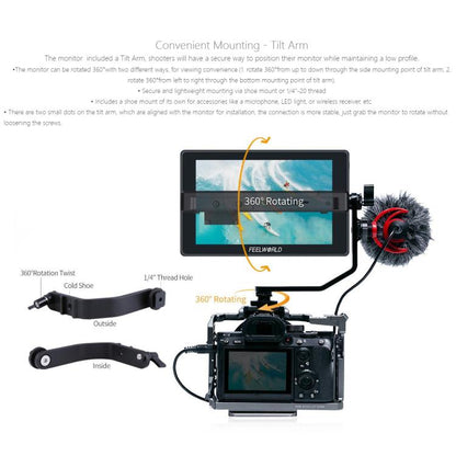 FEELWORLD SH7 7 inch Ultra Bright 2200nit On-camera Monitor SDI HDMI Cross Conversion Monitor (Black) - On-camera Monitors by FEELWORLD | Online Shopping UK | buy2fix