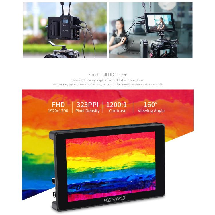 FEELWORLD SH7 7 inch Ultra Bright 2200nit On-camera Monitor SDI HDMI Cross Conversion Monitor (Black) - On-camera Monitors by FEELWORLD | Online Shopping UK | buy2fix