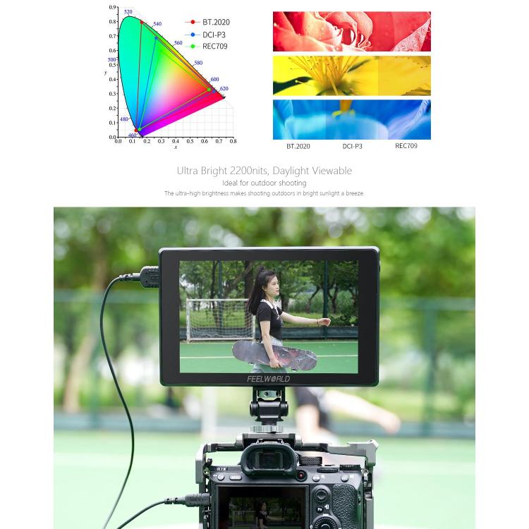 FEELWORLD SH7 7 inch Ultra Bright 2200nit On-camera Monitor SDI HDMI Cross Conversion Monitor (Black) - On-camera Monitors by FEELWORLD | Online Shopping UK | buy2fix