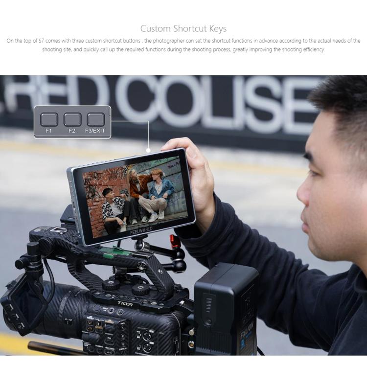 FEELWORLD S7 7 inch 12G SDI HDMI2.0 Camera Field Monitor High Brightness1600nit Touchscreen Monitor (Black) - On-camera Monitors by FEELWORLD | Online Shopping UK | buy2fix