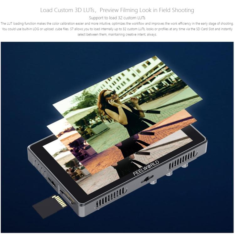 FEELWORLD S7 7 inch 12G SDI HDMI2.0 Camera Field Monitor High Brightness1600nit Touchscreen Monitor (Black) - On-camera Monitors by FEELWORLD | Online Shopping UK | buy2fix