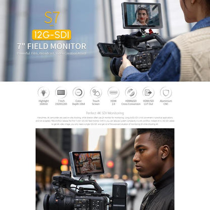FEELWORLD S7 7 inch 12G SDI HDMI2.0 Camera Field Monitor High Brightness1600nit Touchscreen Monitor (Black) - On-camera Monitors by FEELWORLD | Online Shopping UK | buy2fix