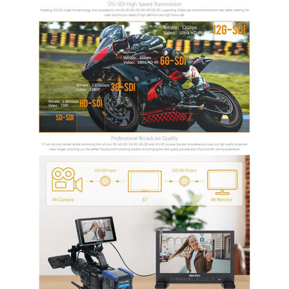 FEELWORLD S7 7 inch 12G SDI HDMI2.0 Camera Field Monitor High Brightness1600nit Touchscreen Monitor (Black) - On-camera Monitors by FEELWORLD | Online Shopping UK | buy2fix