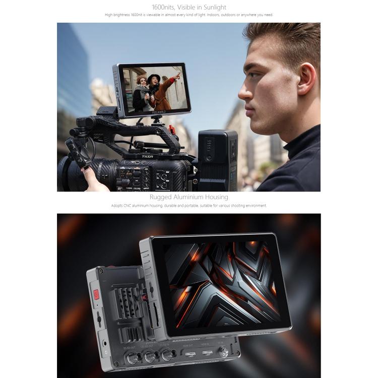 FEELWORLD S7 7 inch 12G SDI HDMI2.0 Camera Field Monitor High Brightness1600nit Touchscreen Monitor (Black) - On-camera Monitors by FEELWORLD | Online Shopping UK | buy2fix