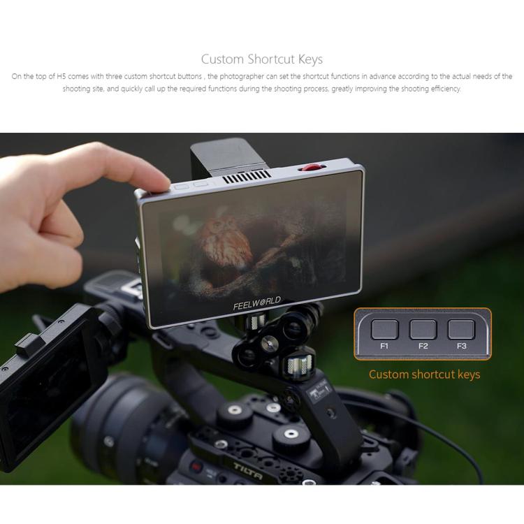 FEELWORLD H5 5.5 inch 12G SDI HDMI 2.0 Camera Field Monitor High Brightness 1200nit Touchscreen Monitor (Black) - On-camera Monitors by FEELWORLD | Online Shopping UK | buy2fix