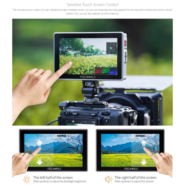 FEELWORLD H5 5.5 inch 12G SDI HDMI 2.0 Camera Field Monitor High Brightness 1200nit Touchscreen Monitor (Black) - On-camera Monitors by FEELWORLD | Online Shopping UK | buy2fix