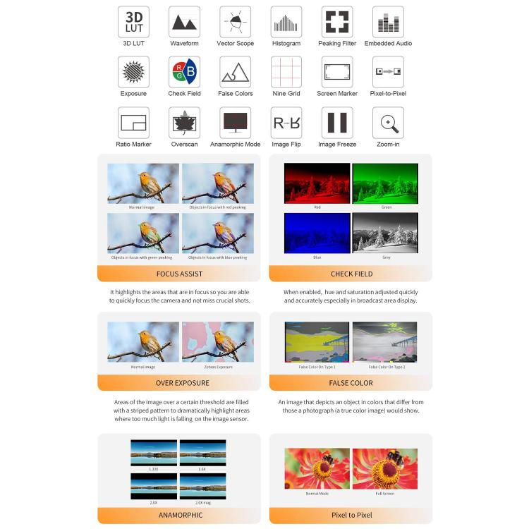 FEELWORLD H5 5.5 inch 12G SDI HDMI 2.0 Camera Field Monitor High Brightness 1200nit Touchscreen Monitor (Black) - On-camera Monitors by FEELWORLD | Online Shopping UK | buy2fix