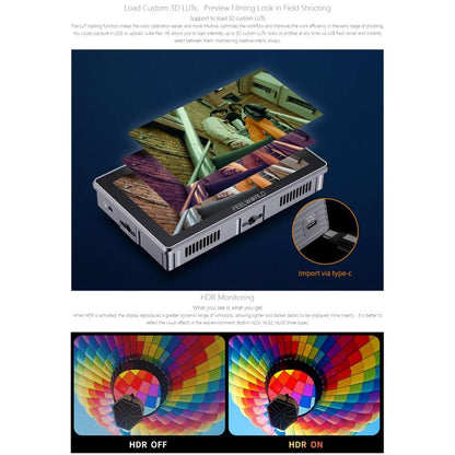 FEELWORLD H5 5.5 inch 12G SDI HDMI 2.0 Camera Field Monitor High Brightness 1200nit Touchscreen Monitor (Black) - On-camera Monitors by FEELWORLD | Online Shopping UK | buy2fix