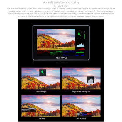 FEELWORLD H5 5.5 inch 12G SDI HDMI 2.0 Camera Field Monitor High Brightness 1200nit Touchscreen Monitor (Black) - On-camera Monitors by FEELWORLD | Online Shopping UK | buy2fix