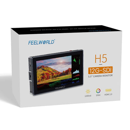 FEELWORLD H5 5.5 inch 12G SDI HDMI 2.0 Camera Field Monitor High Brightness 1200nit Touchscreen Monitor (Black) - On-camera Monitors by FEELWORLD | Online Shopping UK | buy2fix