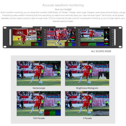 FEELWORLD T51 PLUS-H Triple 5.5 inch 2RU Rackmount Monitor Full HD 4K HDMI SDI AV Monitor (UK Plug) - On-camera Monitors by FEELWORLD | Online Shopping UK | buy2fix