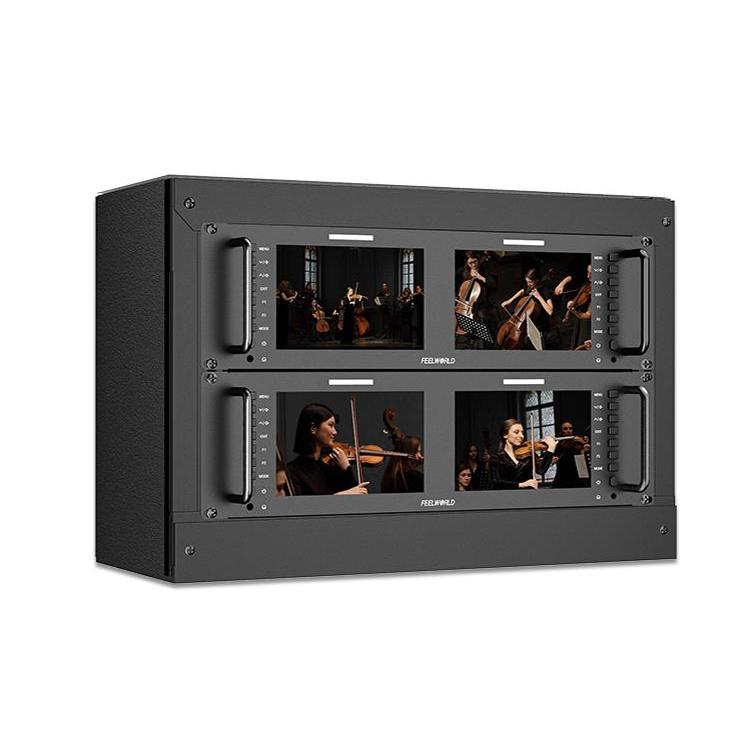 FEELWORLD D71 PLUS-H Dual 7 inch 3RU Rackmount Monitor 4K HDMI 1920 x 1200 IPS Monitor (US Plug) - On-camera Monitors by FEELWORLD | Online Shopping UK | buy2fix